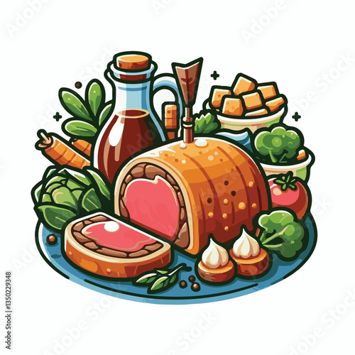 meat, food, traditional, slice, dinner, pastry, meal, beef, cooking, red, lunch, holiday, wellington, sauce, roasted, recipe, puff, cut, fillet, stuffed, steak, pie, christmas, tradition, ingredient, 
