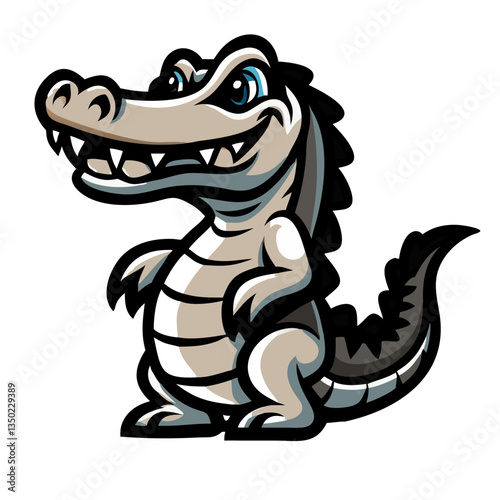 cute cartoon alligator standing on two legs and smiling