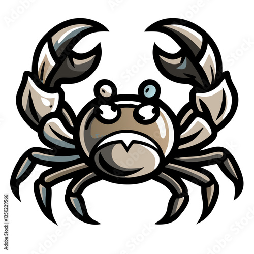 A cartoon of a crab with sharp claws