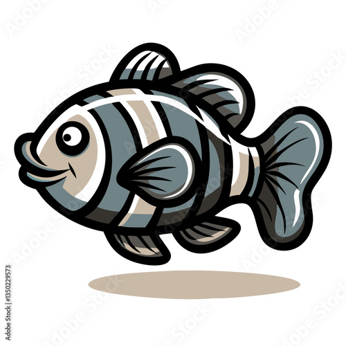 cute cartoon fish swimming happily