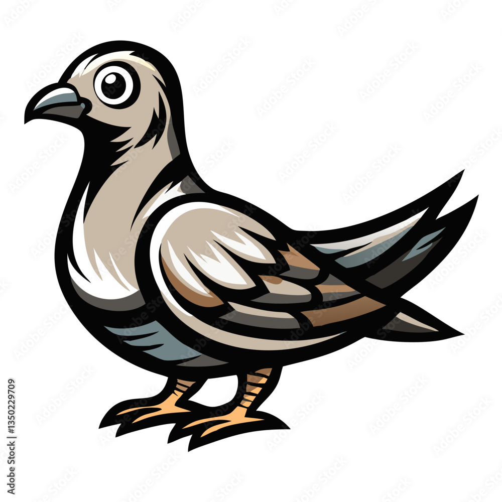 Obraz premium a stylized drawing of a pigeon in a flat illustration style, it appears as a cartoon