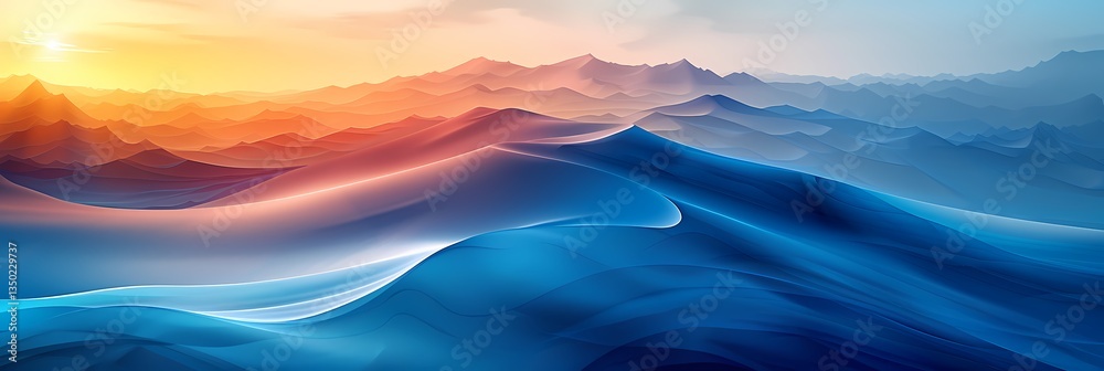 Obraz premium Abstract Desert Landscape with Mountain Range at Sunrise or Sunset