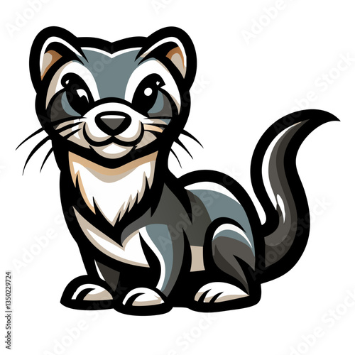 a cute cartoon of a ferret with friendly eyes