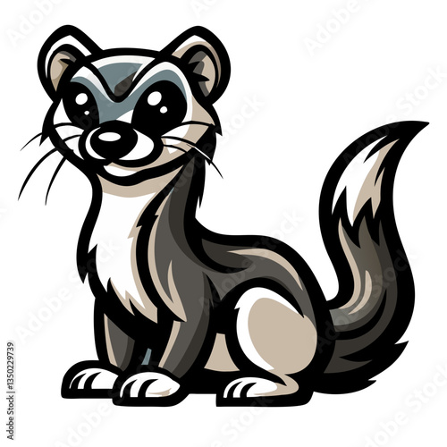 a friendly ferret image, featuring it's eye-catching expression. The illustration is playful, full of lively vibes 