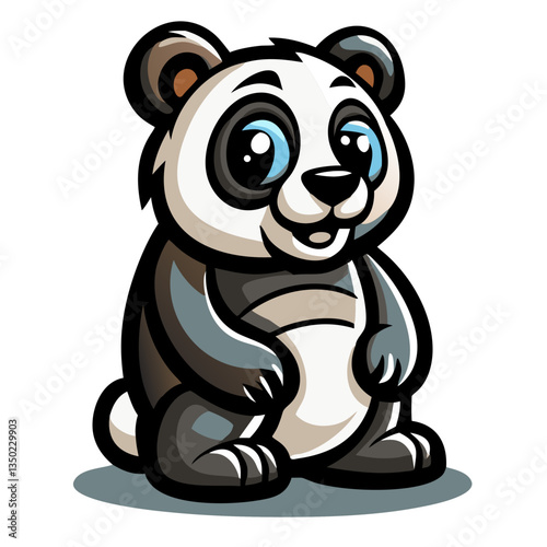 cute panda sitting and smiling, perfect for children's book illustration