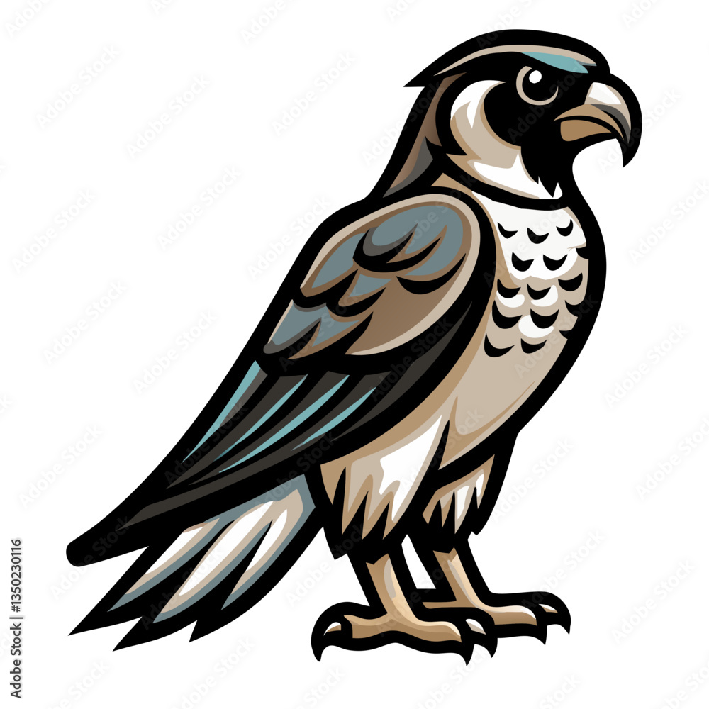 Fototapeta premium a majestic falcon with keen eyes and sharp talons, ready for flight. This image depicts a strong symbol of freedom and power