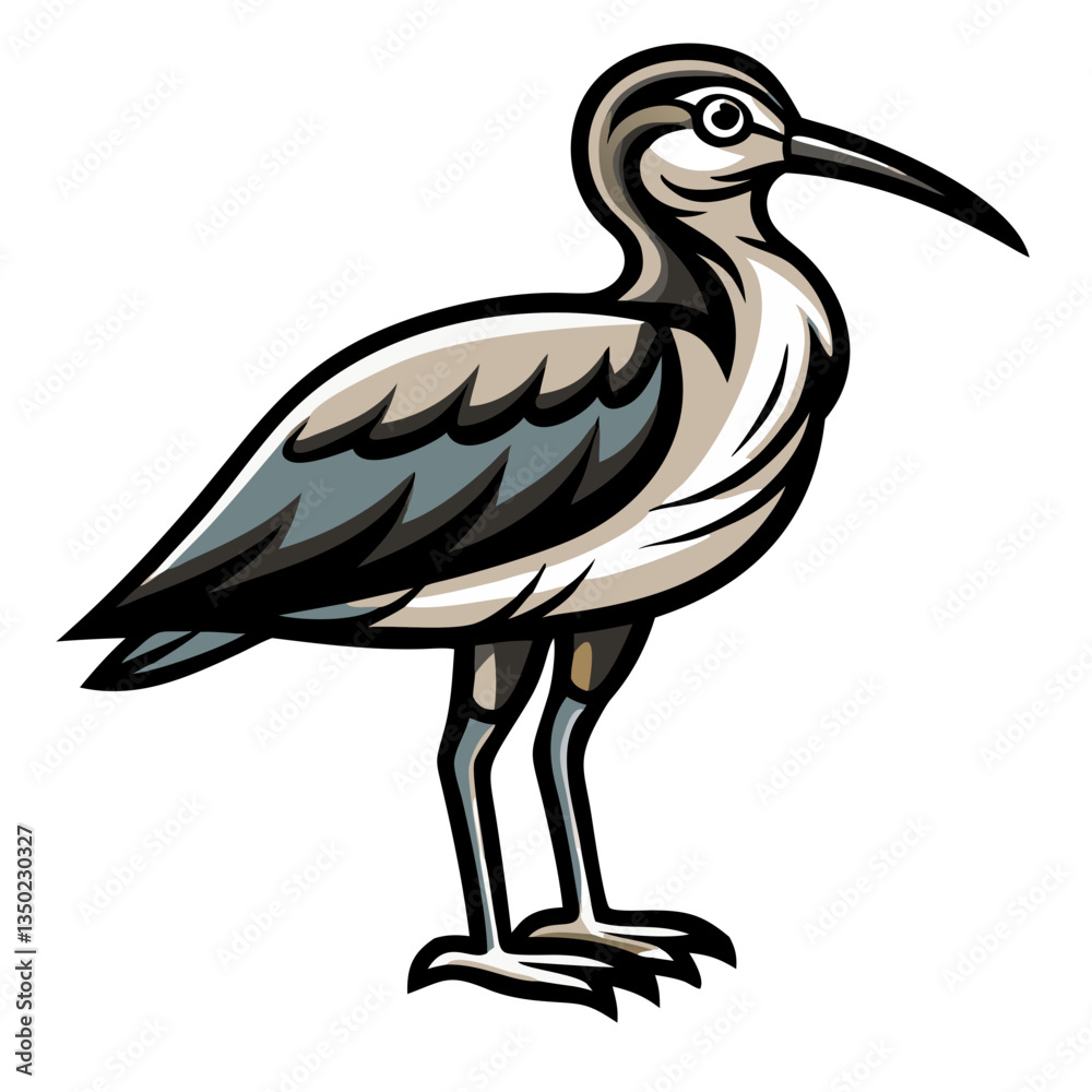Fototapeta premium an illustrated bird with a long beak, standing gracefully, with the colors of its plumage blending elegantly