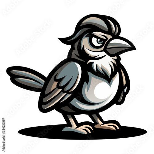 an illustration of a fierce bird in a bold style with a shadow underneath