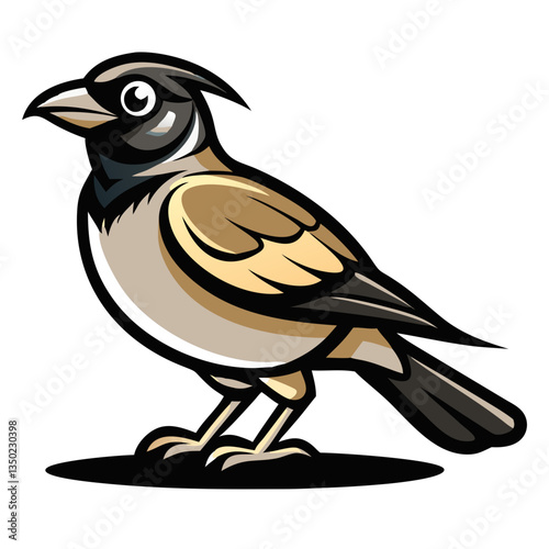 an illustration of a charming bird with detailed feathers and an elegant pose. This image can be used for branding, logos or decorative art