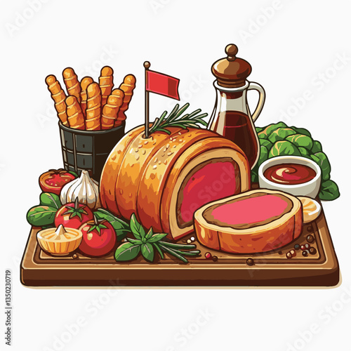 meat, food, traditional, slice, dinner, pastry, meal, beef, cooking, red, lunch, holiday, wellington, sauce, roasted, recipe, puff, cut, fillet, stuffed, steak, pie, christmas, tradition, ingredient, 