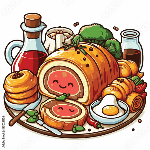 meat, food, traditional, slice, dinner, pastry, meal, beef, cooking, red, lunch, holiday, wellington, sauce, roasted, recipe, puff, cut, fillet, stuffed, steak, pie, christmas, tradition, ingredient, 