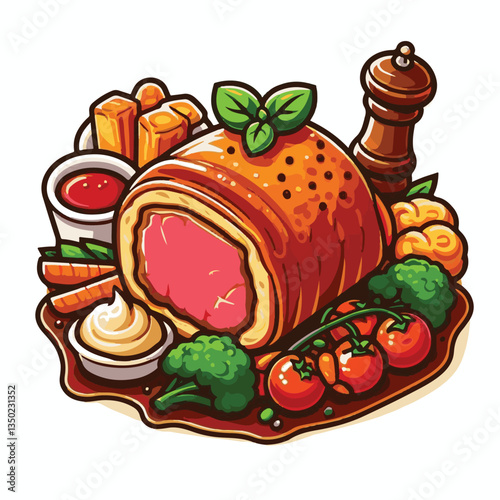 meat, food, traditional, slice, dinner, pastry, meal, beef, cooking, red, lunch, holiday, wellington, sauce, roasted, recipe, puff, cut, fillet, stuffed, steak, pie, christmas, tradition, ingredient, 