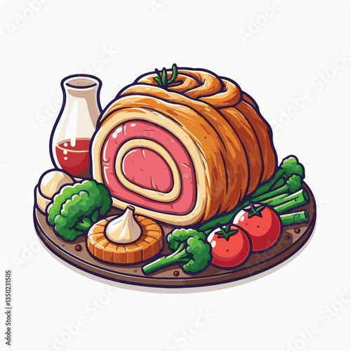 meat, food, traditional, slice, dinner, pastry, meal, beef, cooking, red, lunch, holiday, wellington, sauce, roasted, recipe, puff, cut, fillet, stuffed, steak, pie, christmas, tradition, ingredient, 