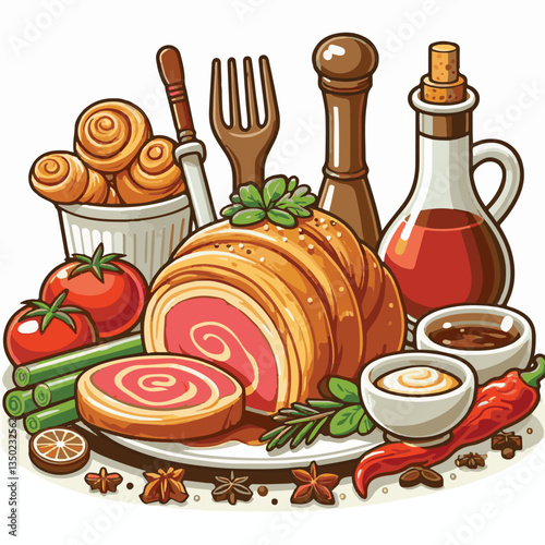 meat, food, traditional, slice, dinner, pastry, meal, beef, cooking, red, lunch, holiday, wellington, sauce, roasted, recipe, puff, cut, fillet, stuffed, steak, pie, christmas, tradition, ingredient, 