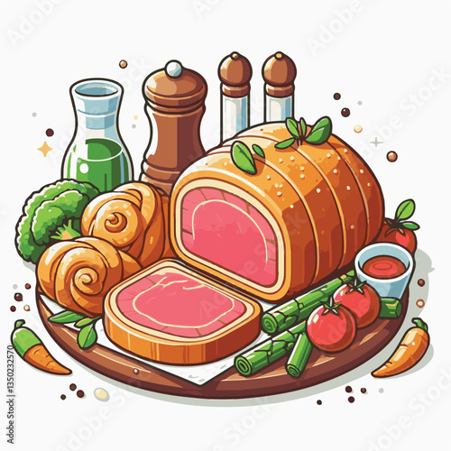 meat, food, traditional, slice, dinner, pastry, meal, beef, cooking, red, lunch, holiday, wellington, sauce, roasted, recipe, puff, cut, fillet, stuffed, steak, pie, christmas, tradition, ingredient, 