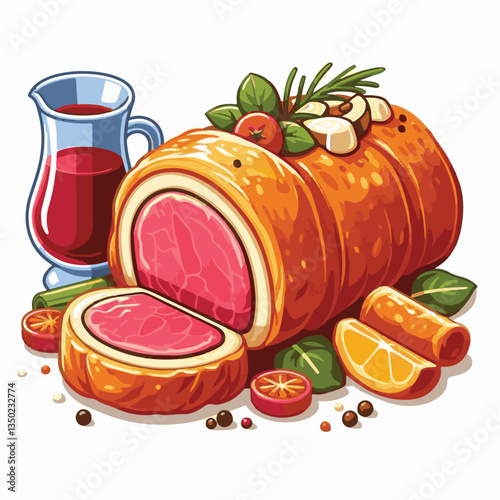 meat, food, traditional, slice, dinner, pastry, meal, beef, cooking, red, lunch, holiday, wellington, sauce, roasted, recipe, puff, cut, fillet, stuffed, steak, pie, christmas, tradition, ingredient, 