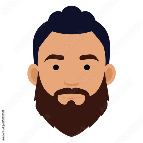 cartoon man face with beard and mustache vector illustration