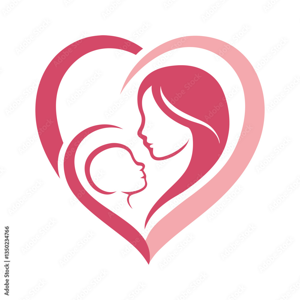 Mom and baby with a heart for Mother's Day vector illustration Mom and baby with a heart for Mother's Day vector illustration