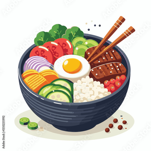 bibimbap, asian, cuisine, healthy, meal, delicious, rice, food, gourmet, korean food, cooking, vegetable, dinner, bowl, colorful, fresh, dish, lunch, egg, traditional, beef, korean, spicy, carrot, mea