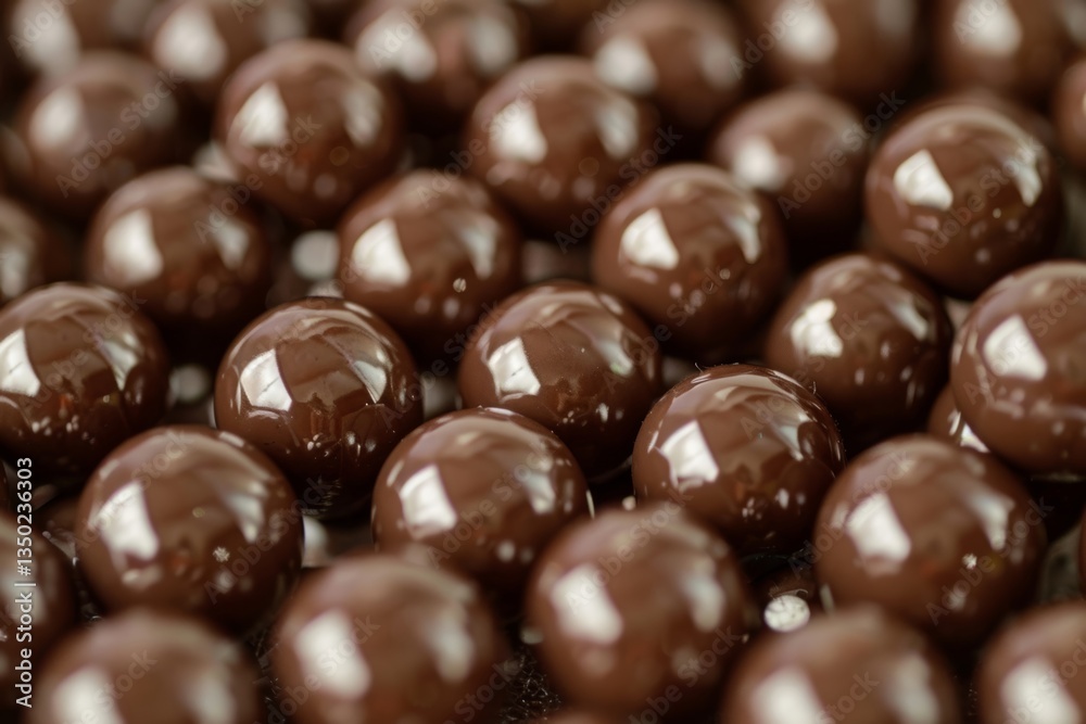 Glossy chocolate balls with rich texture and shine Glossy chocolate balls with rich texture and shine