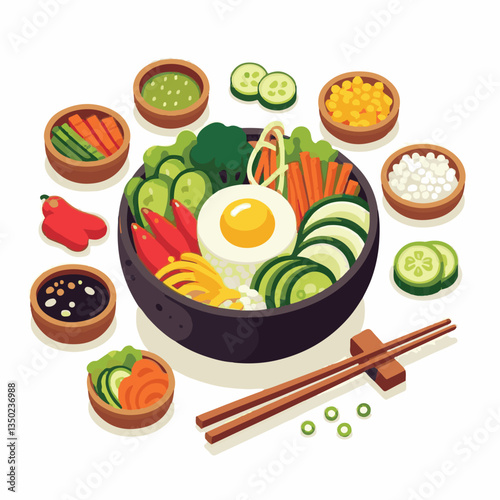bibimbap, asian, cuisine, healthy, meal, delicious, rice, food, gourmet, korean food, cooking, vegetable, dinner, bowl, colorful, fresh, dish, lunch, egg, traditional, beef, korean, spicy, carrot, mea