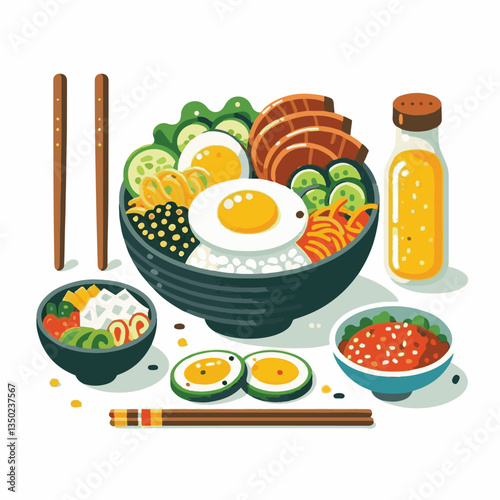 bibimbap, asian, cuisine, healthy, meal, delicious, rice, food, gourmet, korean food, cooking, vegetable, dinner, bowl, colorful, fresh, dish, lunch, egg, traditional, beef, korean, spicy, carrot, mea