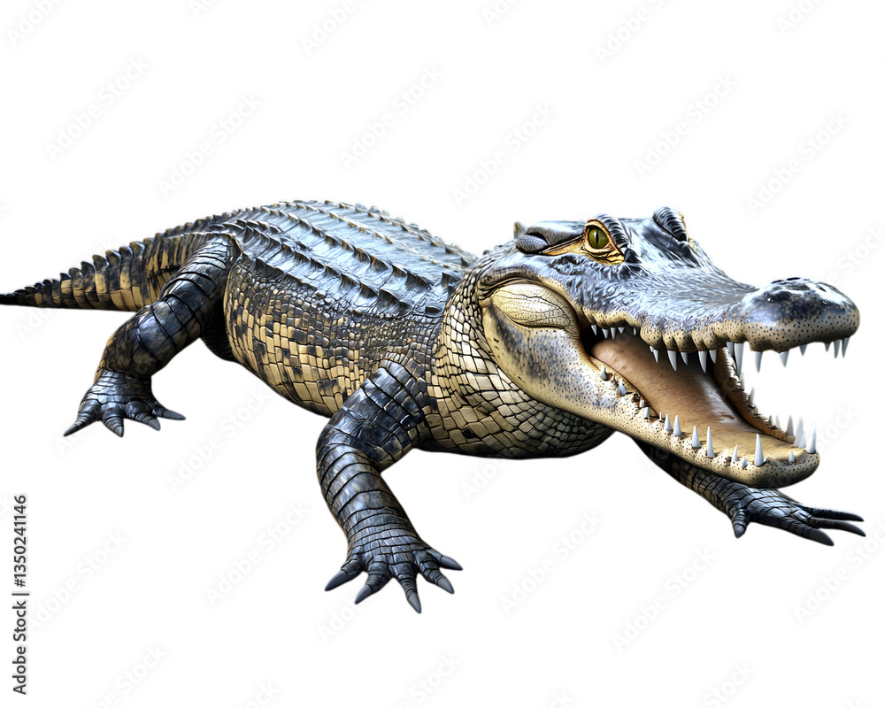 Alligator Isolated on White Background Wild Reptile Animal. Alligator Isolated on White Background Wild Reptile Animal.