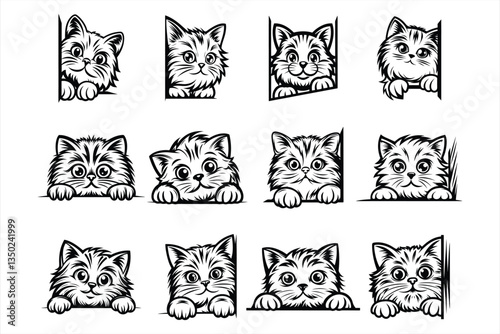 Peeking British Shorthair cat svg