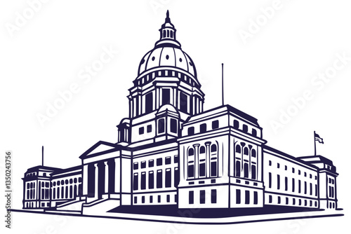 City Hall Vector Silhouette – Elegant Government Building Illustration