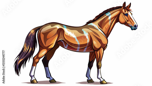 Bay sport horse isolated on white background