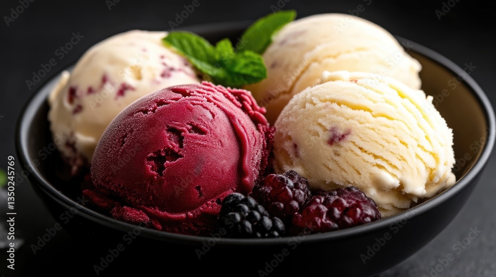Delicious ice cream scoops in a bowl Delicious ice cream scoops in a bowl