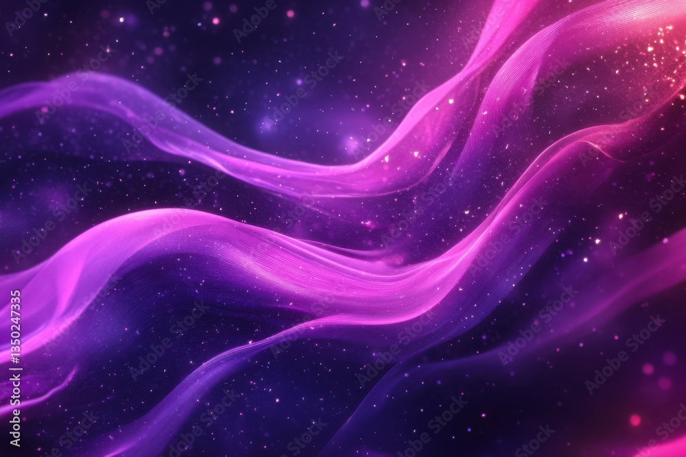 Celestial silk: a cosmic dance of fuchsia and violet hues with glittering stardust. Celestial silk: a cosmic dance of fuchsia and violet hues with glittering stardust.
