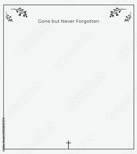 Graceful Funeral Memory Card with Light Angelic Background, Decorative Holy Borders, Gentle Leaves, and Room for Spiritual Tribute and Personal Photograph