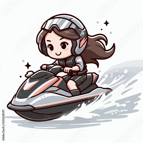 vector illustration of people playing jet ski
