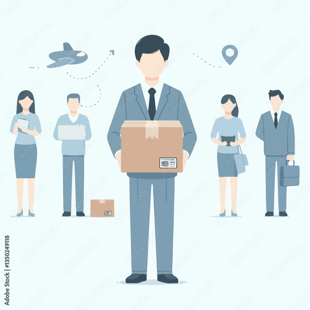 vector illustration of a parcel or package delivery person