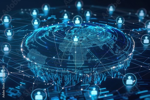 Global talent integration shown via a virtual staff augmentation platform's professional network tech illustration blur.