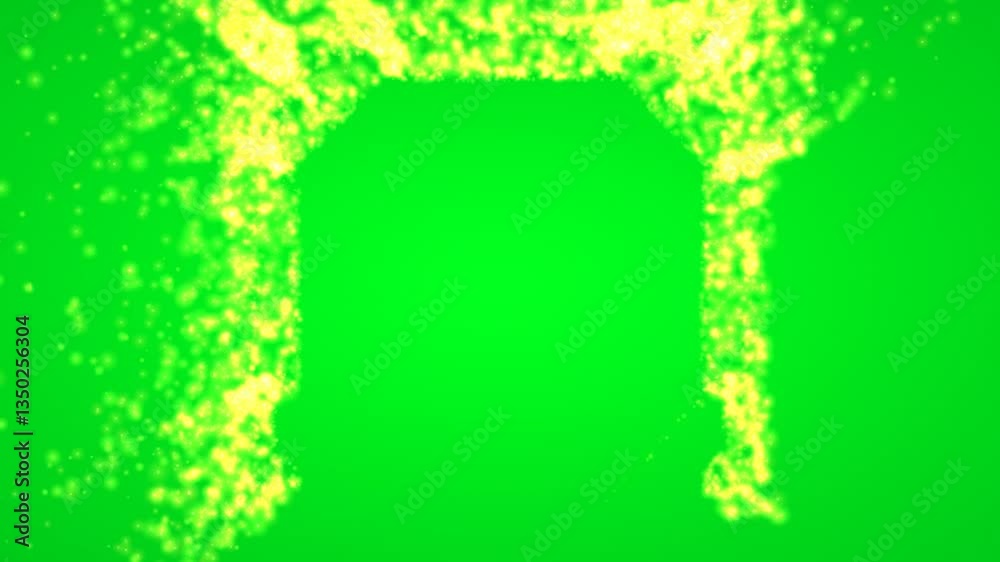 Rectange in flames on green screen
