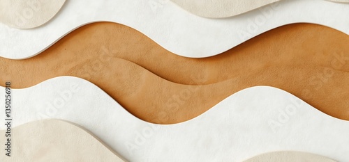 Wallpaper Mural Abstract beige and white wave pattern on brown background, design template Torontodigital.ca