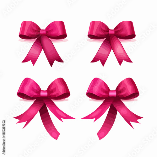 Pink Satin Ribbon Breast Cancer Awareness Oncology Sign Concept White Background Vector Illustration