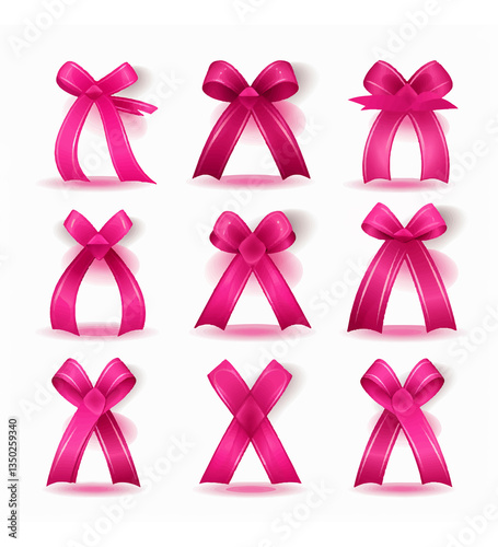 Pink Satin Ribbon Breast Cancer Awareness Oncology Sign Concept White Background Vector Illustration