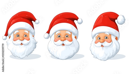 Three Santa Claus Faces, Christmas Expressions