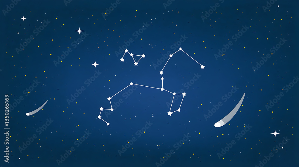Celestial constellation with shooting stars Celestial constellation with shooting stars
