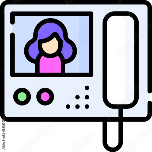 A video intercom displays a woman's image on the screen.  Perfect for security and communication apps that feature video calling or virtual doorbells.