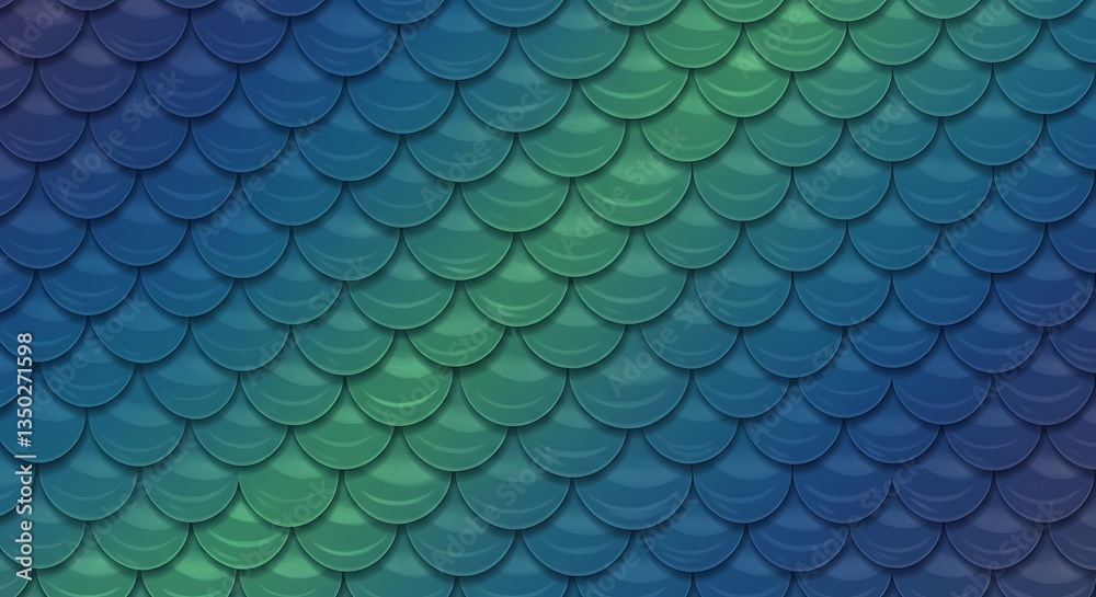 Mermaid Scales Texture Background with Blue and Green Gradient Pattern