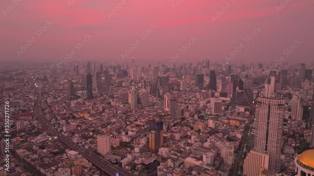 Financial hub and riverside skyline meet in Bangkok downtown ,thailand. Aerial drone video Financial hub and riverside skyline meet in Bangkok downtown ,thailand. Aerial drone video