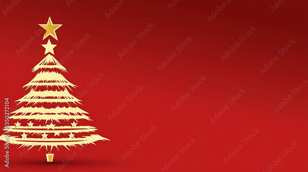 Elegant christmas tree design on red background for holiday season Elegant christmas tree design on red background for holiday season