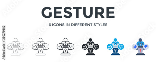 Gesture  Icon In Different Style Vector Illustration. Designed In Thin Line, Regular Line, Bold Line, Glyph, Color Fill, And Flat Style Can Be Used For Web