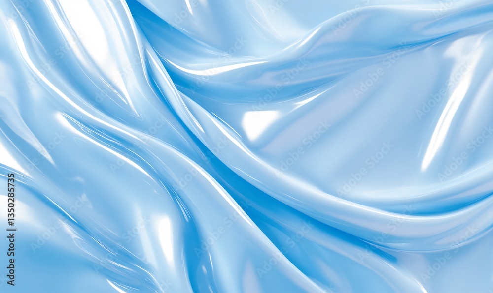 Obraz premium Smooth blue fabric waves, elegant drape, soft background, textile design