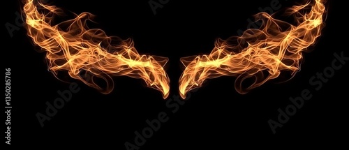 Abstract fiery wings illustration with a black background for digital design projects