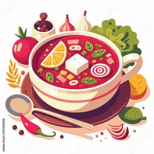soup, food, borscht, bowl, ukrainian, dish, lunch, dinner, vegetable, beet, cream, cuisine, borsch, beetroot, red, meat, traditional, healthy, meal, homemade, hot, gourmet, plate, garlic, tasty, cooki